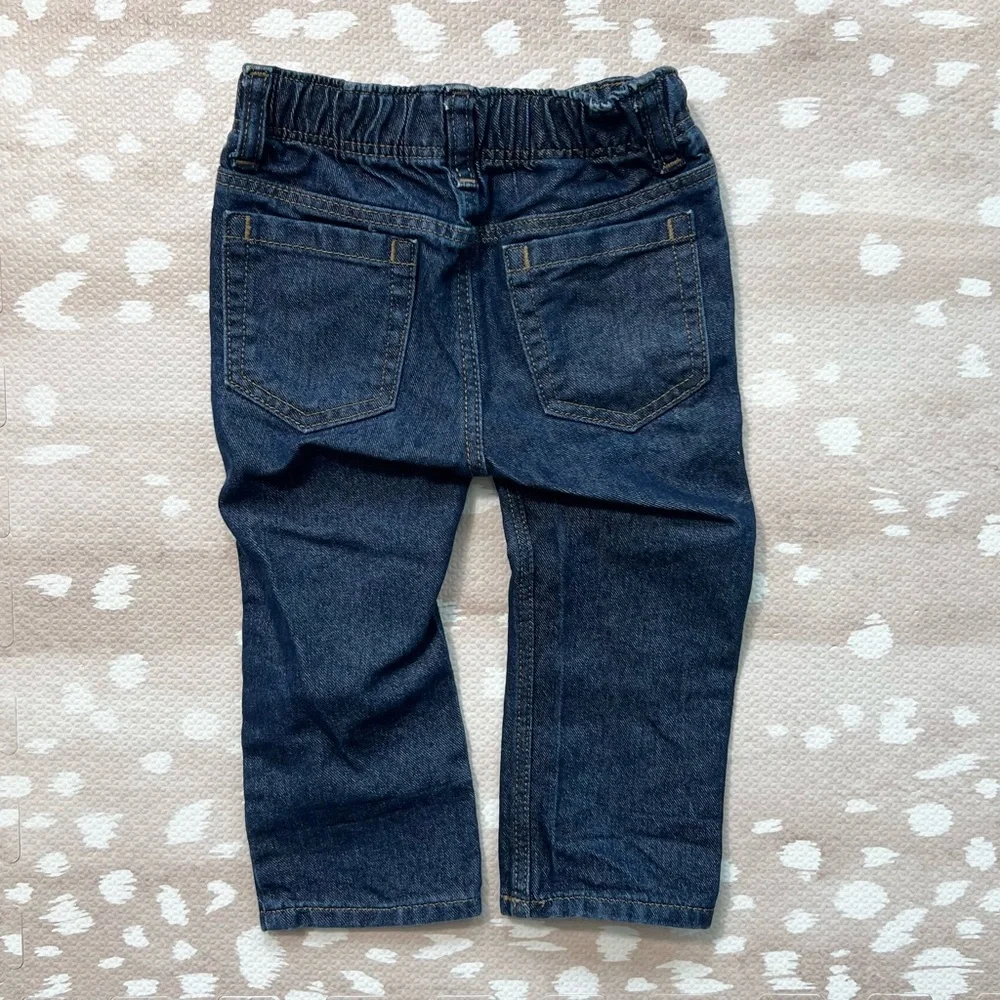 Straight Leg Dark Wash Jeans for Toddler Girls or Boys - Picture 2 of 7